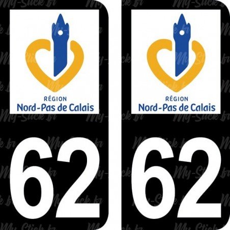 Stickers plaque immatriculation 62 Pas-de-Calais