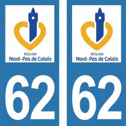 Stickers plaque immatriculation 62 Pas-de-Calais