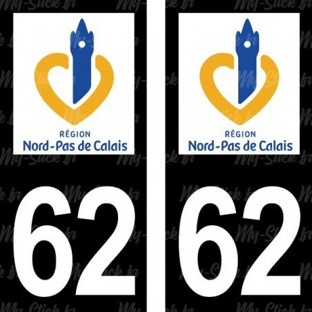 Stickers plaque immatriculation 62 Pas-de-Calais