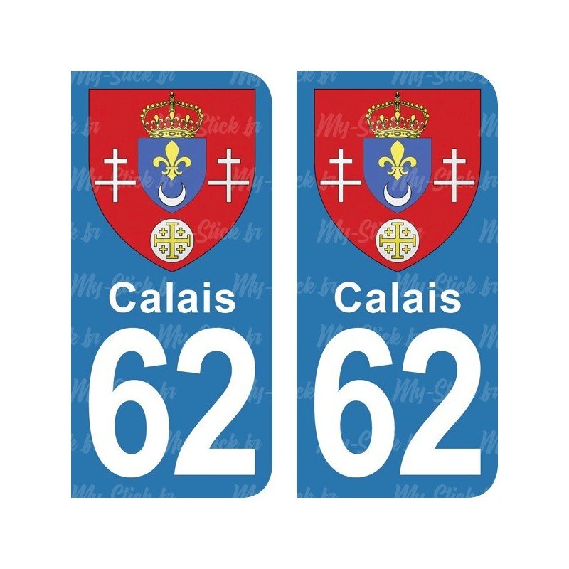 Blason Calais - Stickers plaque immatriculation 62
