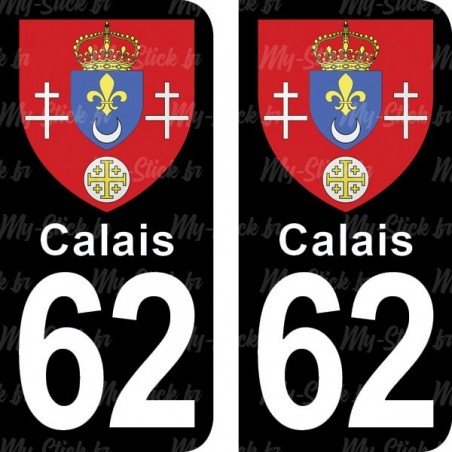 Blason Calais - Stickers plaque immatriculation 62