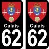 Blason Calais - Stickers plaque immatriculation 62