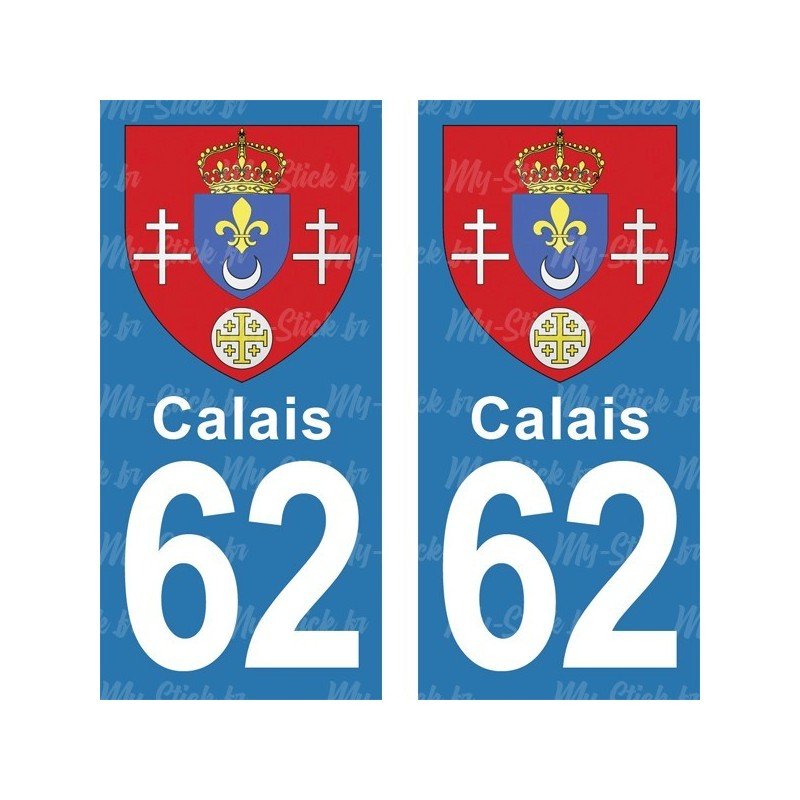 Blason Calais - Stickers plaque immatriculation 62