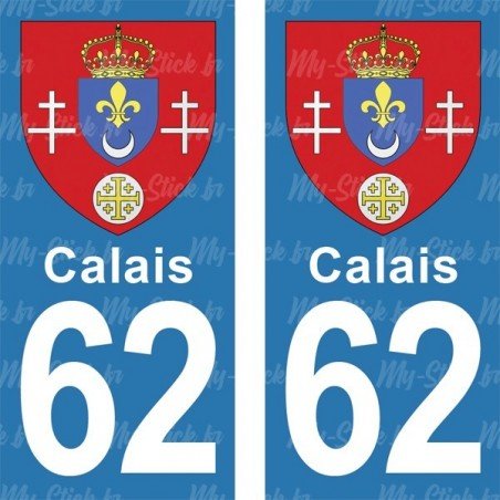 Blason Calais - Stickers plaque immatriculation 62