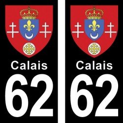 Blason Calais - Stickers plaque immatriculation 62