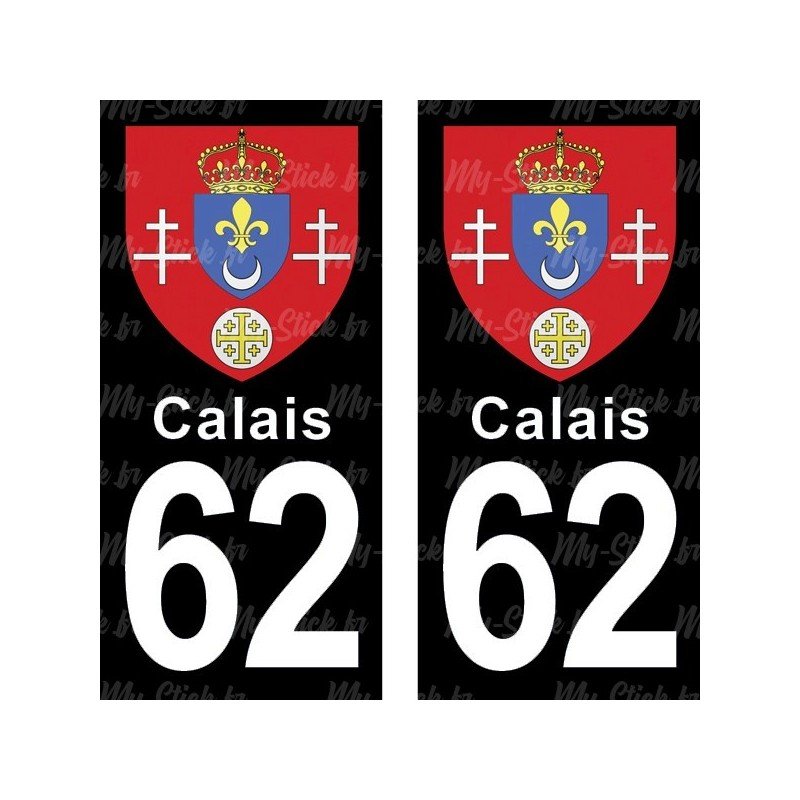 Blason Calais - Stickers plaque immatriculation 62