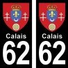 Blason Calais - Stickers plaque immatriculation 62