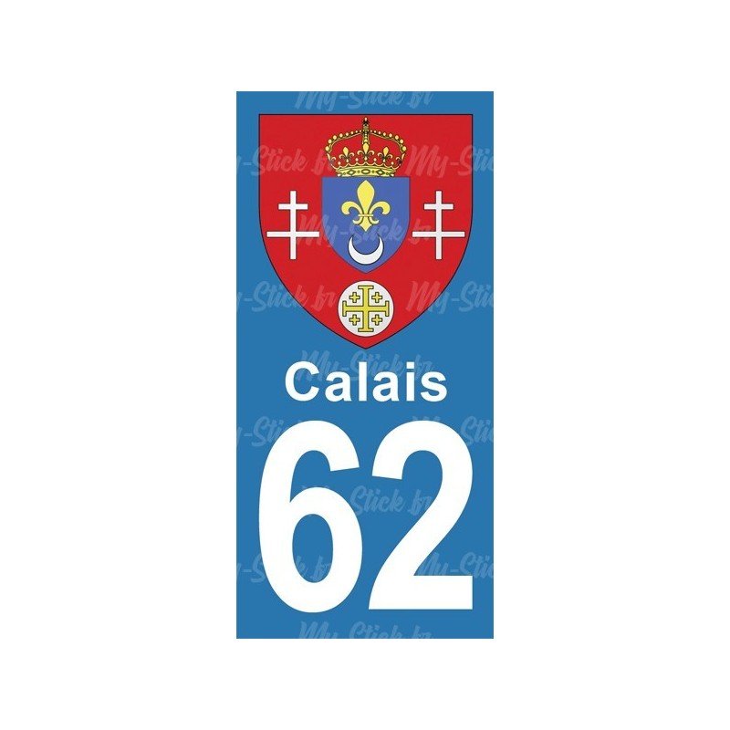 Blason Calais - Stickers plaque immatriculation 62