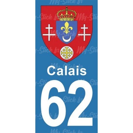 Blason Calais - Stickers plaque immatriculation 62