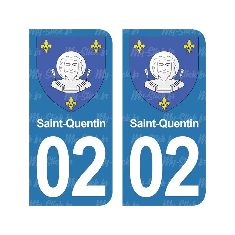 Blason Saint-Quentin - Stickers plaque immatriculation 02