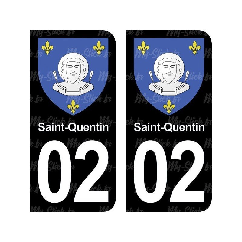 Blason Saint-Quentin - Stickers plaque immatriculation 02