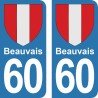 Blason Beauvais - Stickers plaque immatriculation 60