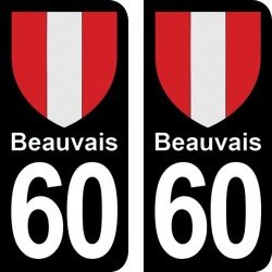 Blason Beauvais - Stickers plaque immatriculation 60