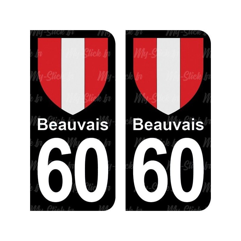 Blason Beauvais - Stickers plaque immatriculation 60