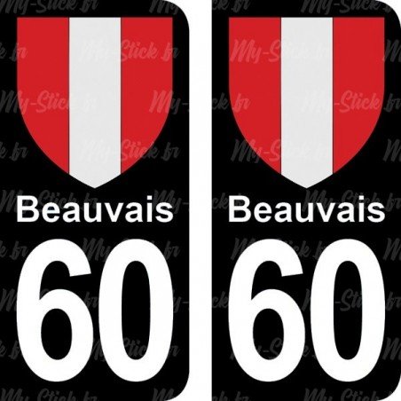 Blason Beauvais - Stickers plaque immatriculation 60