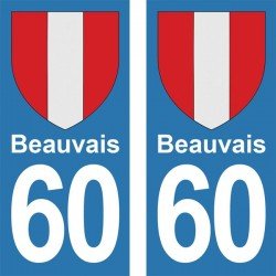 Blason Beauvais - Stickers plaque immatriculation 60