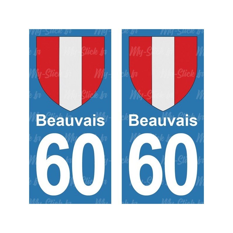 Blason Beauvais - Stickers plaque immatriculation 60