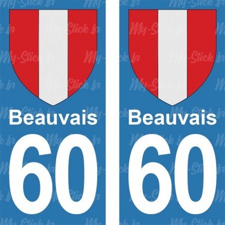 Blason Beauvais - Stickers plaque immatriculation 60