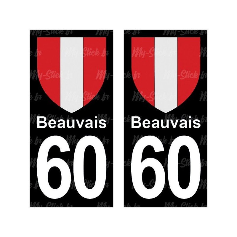 Blason Beauvais - Stickers plaque immatriculation 60