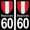 Blason Beauvais - Stickers plaque immatriculation 60