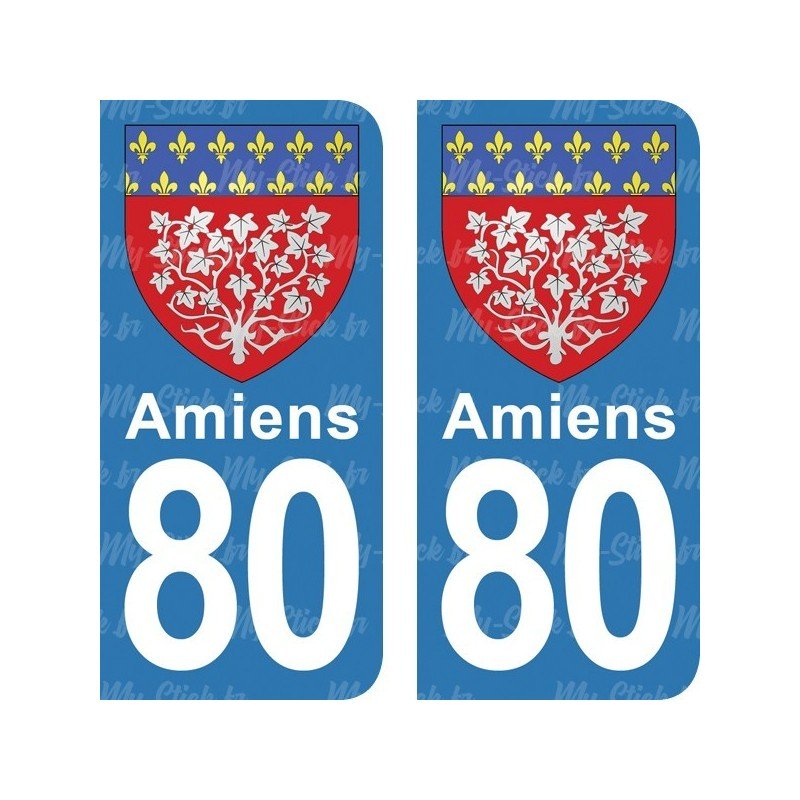 Blason Amiens - Stickers plaque immatriculation 80