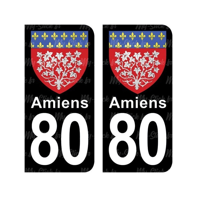 Blason Amiens - Stickers plaque immatriculation 80