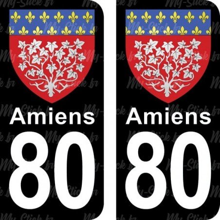 Blason Amiens - Stickers plaque immatriculation 80
