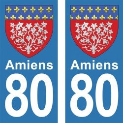 Blason Amiens - Stickers plaque immatriculation 80