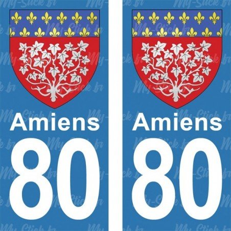 Blason Amiens - Stickers plaque immatriculation 80