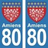 Blason Amiens - Stickers plaque immatriculation 80