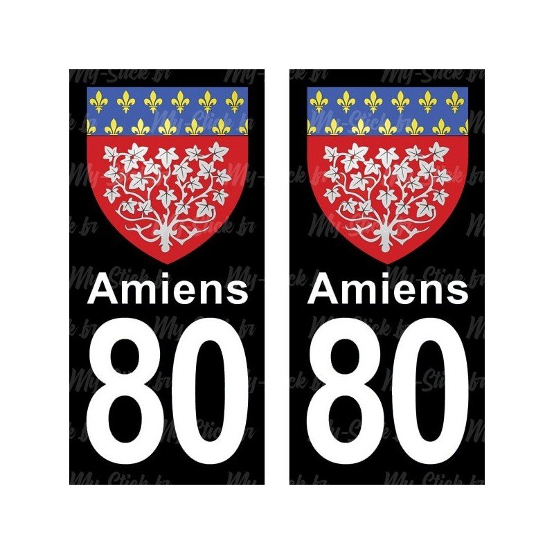 Blason Amiens - Stickers plaque immatriculation 80