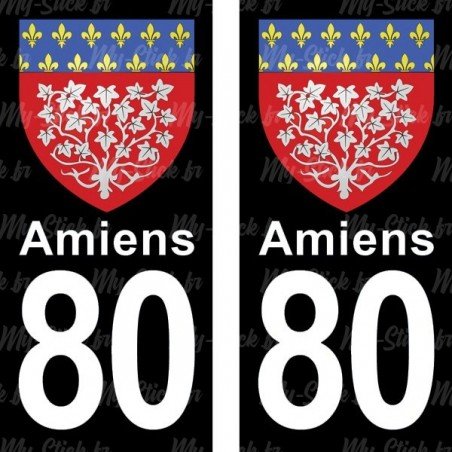 Blason Amiens - Stickers plaque immatriculation 80