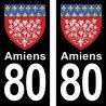 Blason Amiens - Stickers plaque immatriculation 80