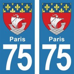 Blason Paris - Stickers plaque immatriculation 75