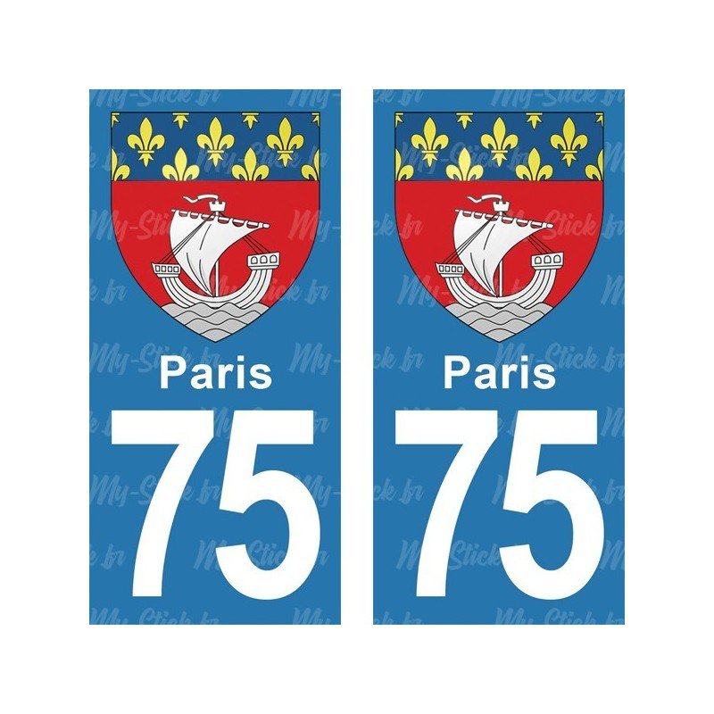 Blason Paris - Stickers plaque immatriculation 75