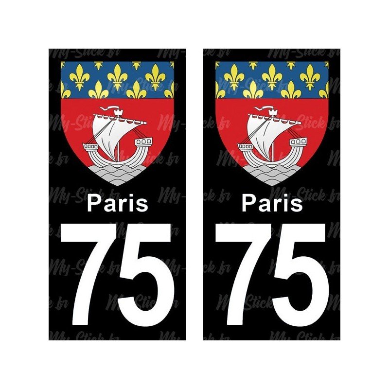 Blason Paris - Stickers plaque immatriculation 75