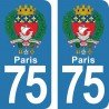 Armoirie de Paris - Stickers plaque immatriculation 75