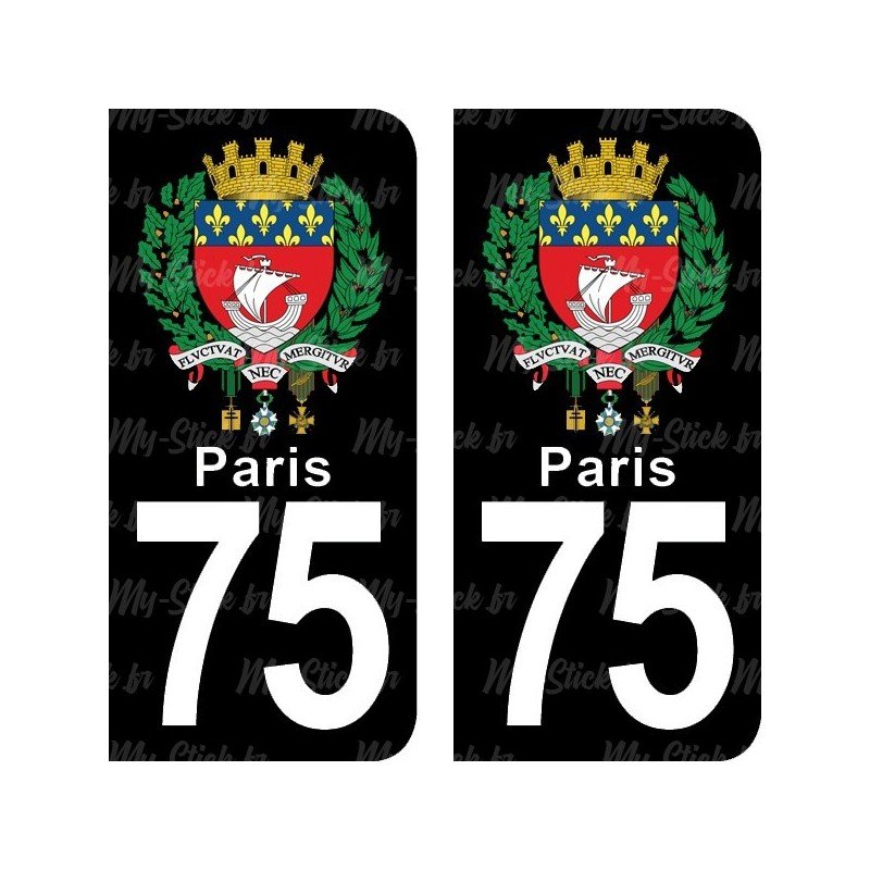 Armoirie de Paris - Stickers plaque immatriculation 75