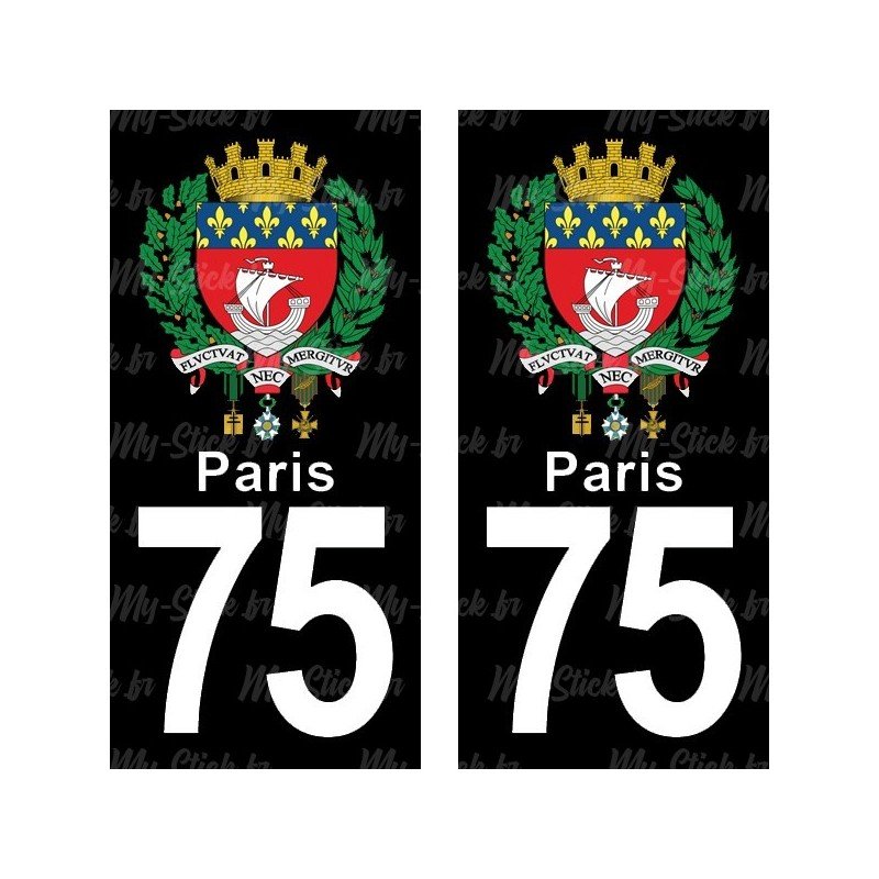 Armoirie de Paris - Stickers plaque immatriculation 75