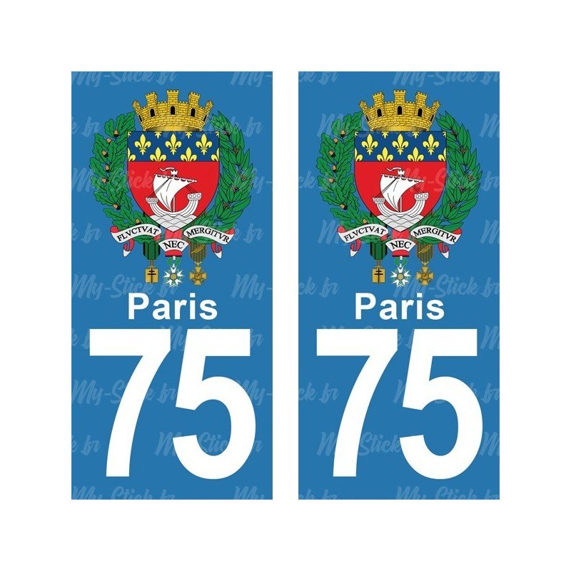 Armoirie de Paris - Stickers plaque immatriculation 75