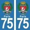 Armoirie de Paris - Stickers plaque immatriculation 75