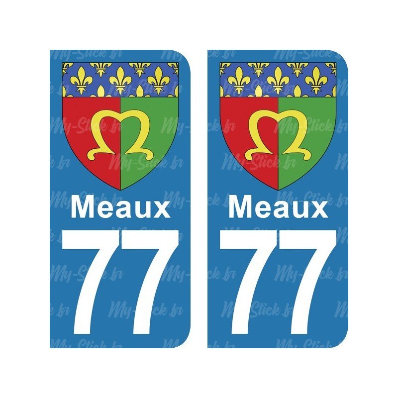 Blason Meaux - Stickers plaque immatriculation 77