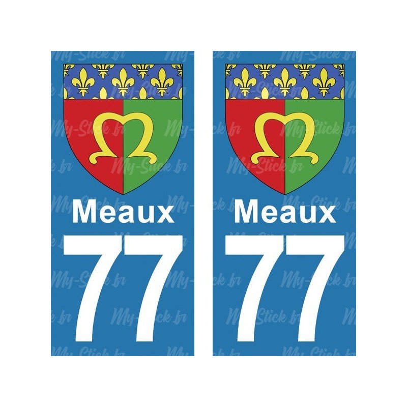 Blason Meaux - Stickers plaque immatriculation 77