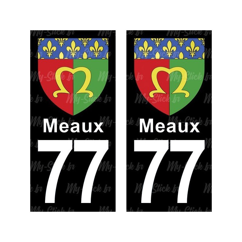 Blason Meaux - Stickers plaque immatriculation 77