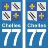 Blason Chelles - Stickers plaque immatriculation 77