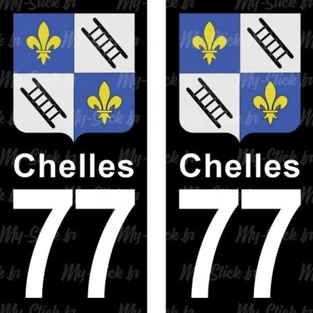 Blason Chelles - Stickers plaque immatriculation 77