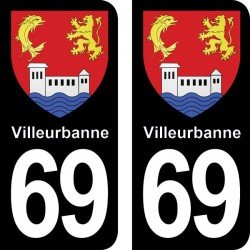 Blason Villeurbanne - Stickers plaque immatriculation 69