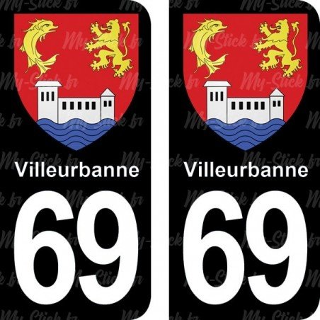 Blason Villeurbanne - Stickers plaque immatriculation 69