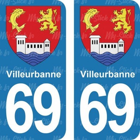 Blason Villeurbanne - Stickers plaque immatriculation 69