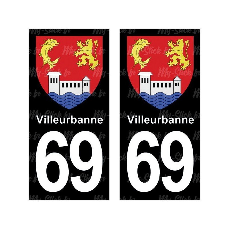 Blason Villeurbanne - Stickers plaque immatriculation 69